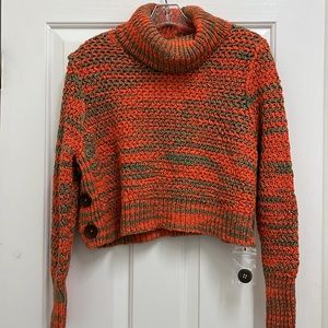 NWT Free People Stripe Crop Cowl Neck Sweater Small